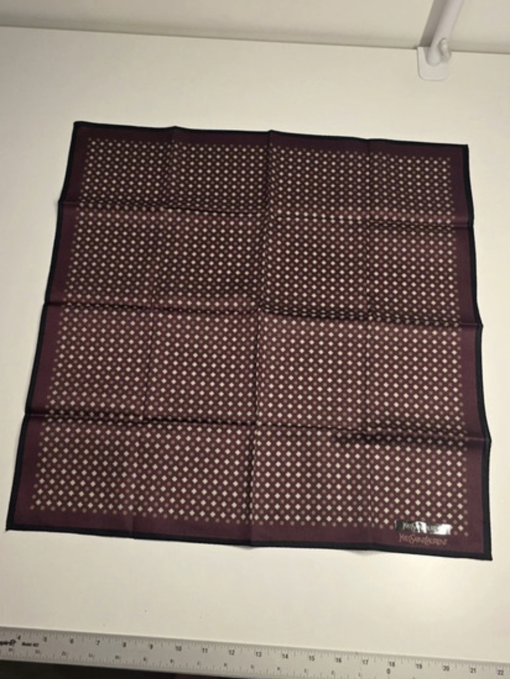 Yves Saint Laurent Floral Silk Scarf in Purple & Black NWT